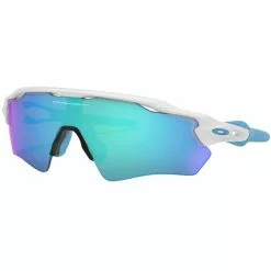 Lunettes De Soleil Sport OAKLEY RADAR EV XS POLISHED WHITE W/ PRIZM SAPPH 22 Bleu / Blanc