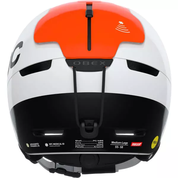Casques Ski POC OBEX BC MIPS HYDROGEN WHITE/FLUORESCENT ORANGE AVIP 23 Blanc / Orange 4 Casques Ski POC OBEX BC MIPS HYDROGEN WHITE/FLUORESCENT ORANGE AVIP 23 Blanc / Orange – Image 4